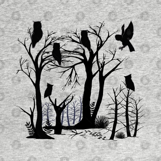 Mysterious Owls in Silhouette by Blissful Drizzle